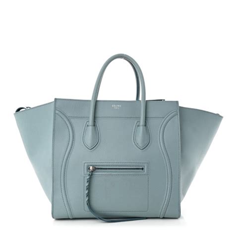 CELINE Grained Calfskin Medium Phantom Luggage Grey Blue 